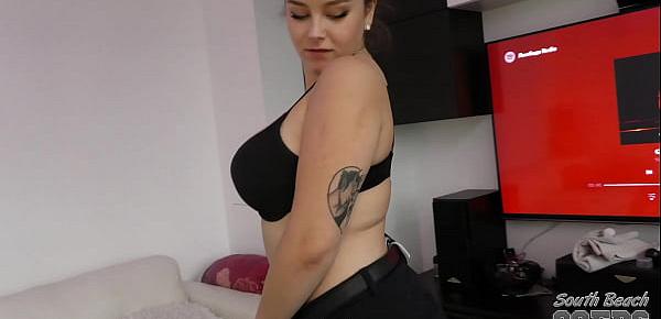  sexy big boobed vanessa klein private striptease dildo show